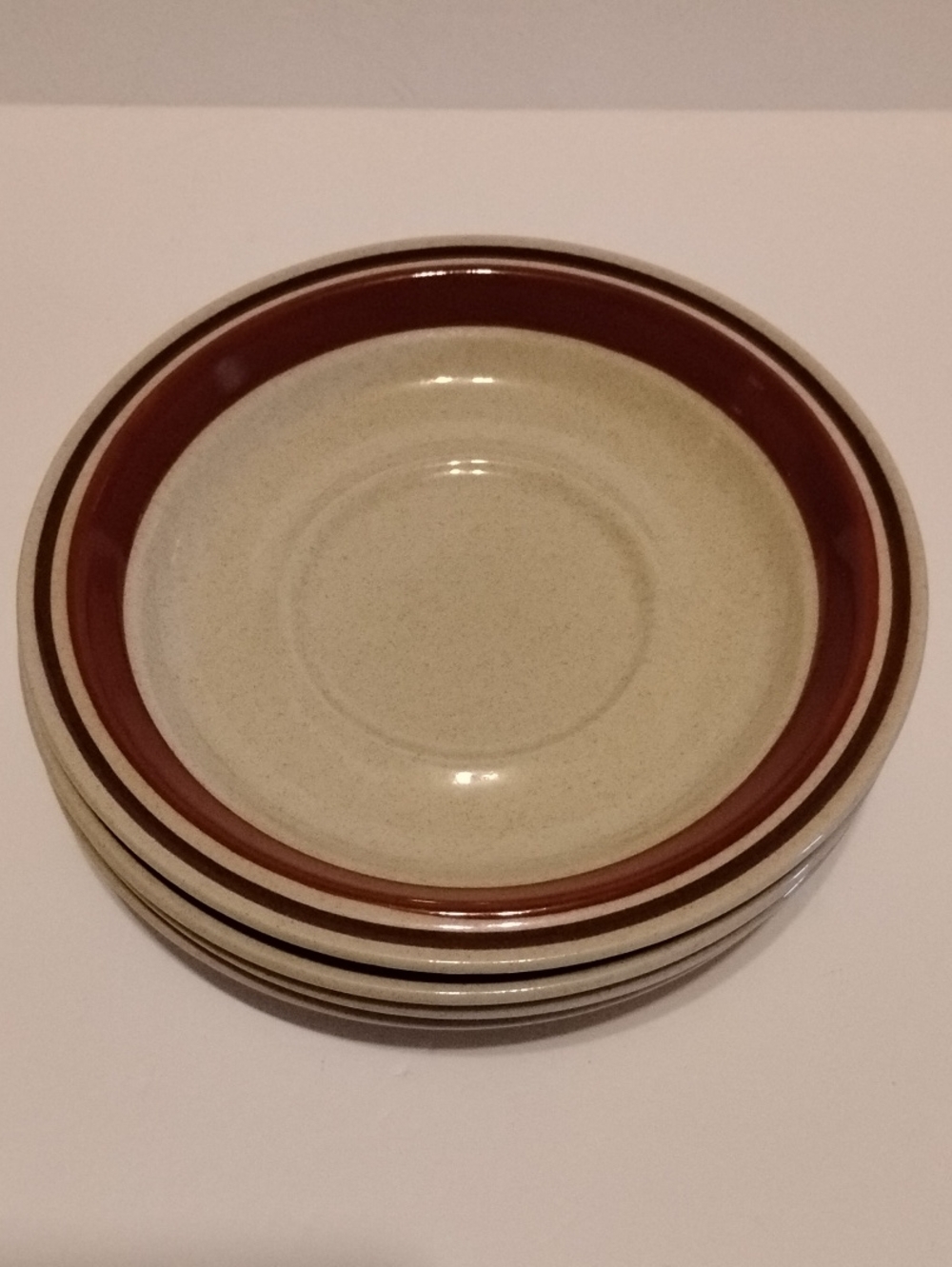 P-052 Vintage Chateau Cream Stoneware Side Plate with Brown Rim